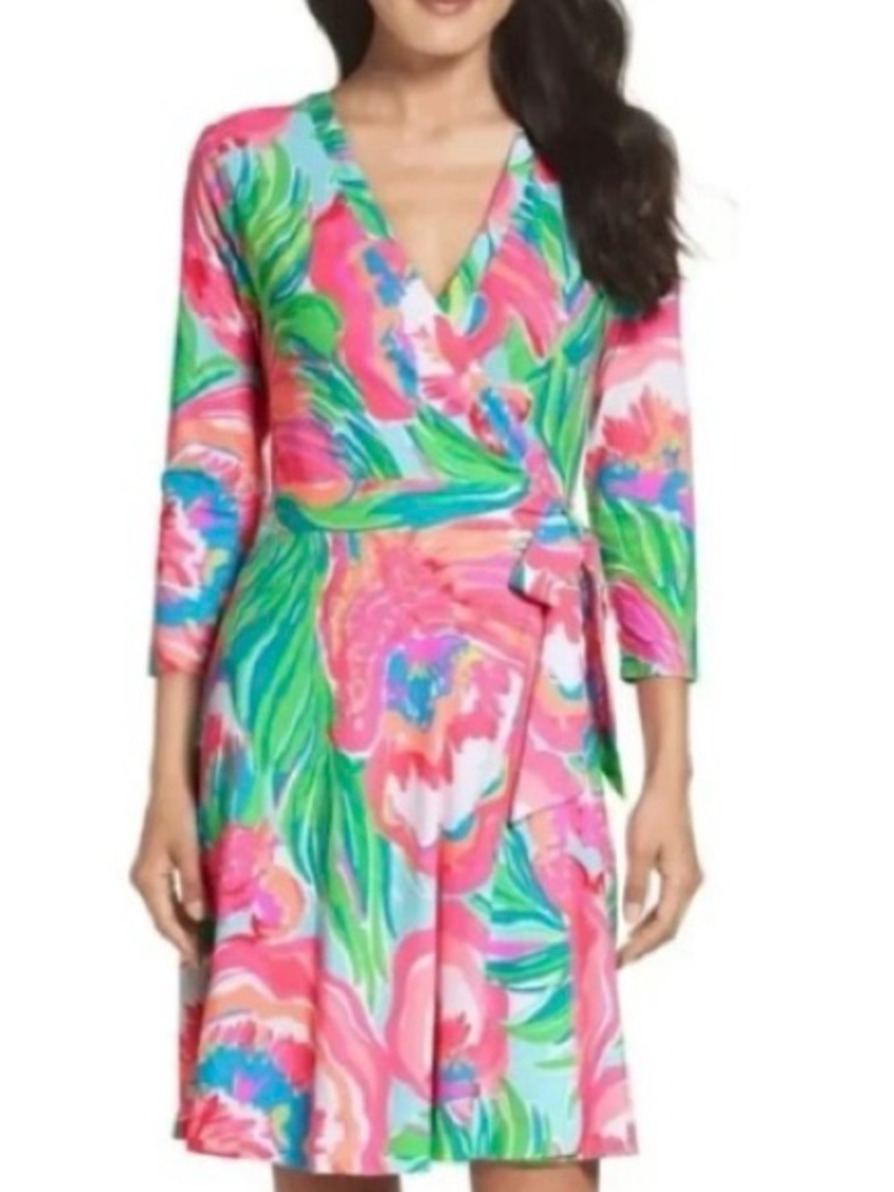 Lilly Pulitzer Emillia Wrap Dress Serene Blue Paradise Bound